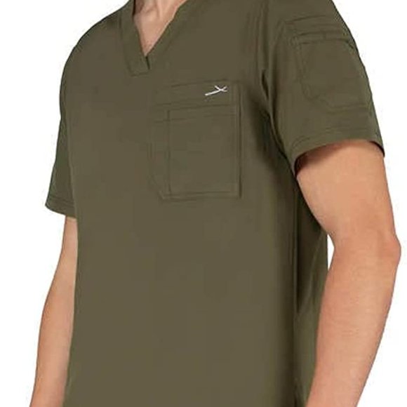 Perflex Men's Scrub Top, Green, Small - Picture 2 of 4